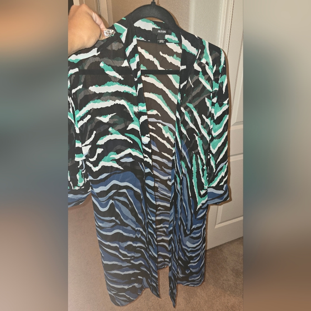 Alfani Multicolor Zebra Print Kimono